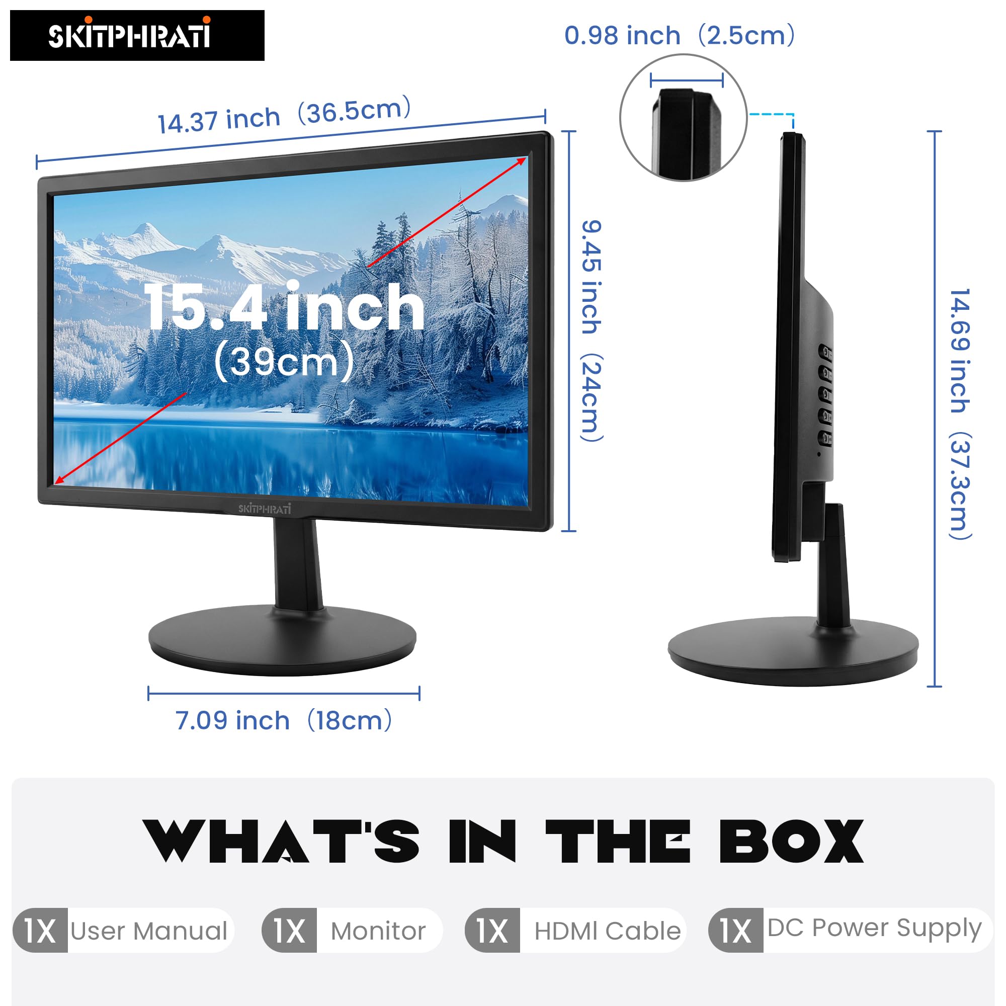 フル HD 液晶モニター スリム設計 軽量 デスクトップ PC 用 ディスプレイ Amazon.co.jp: SKitphrati 15.4インチ小型PCモニター、1280×800